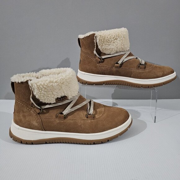 Ugg Lakesider Heritage Lace Boot Sneaker Waterproof Chesnut Brown Suede Size 10 - Picture 3 of 13